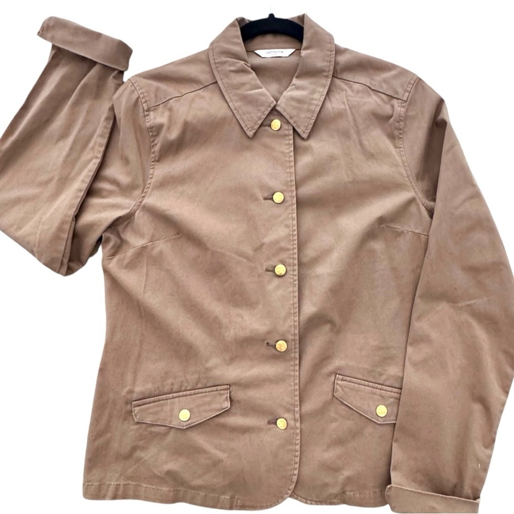 Liz Claiborne New York Size 12 Button Front Elastic Back Stretch Twill Jacket - Picture 2 of 5